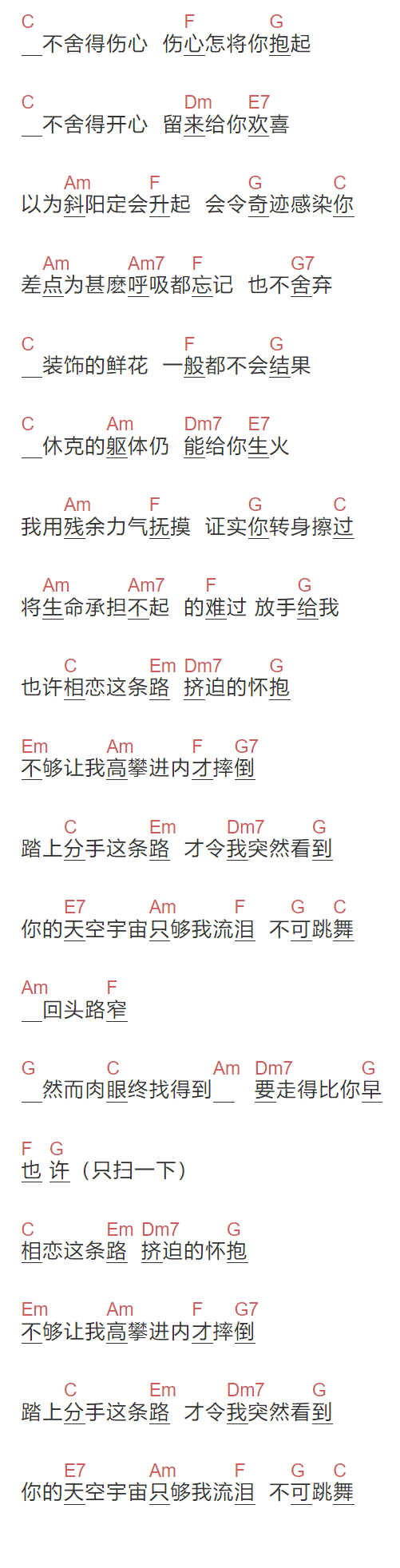 谢霆锋《非走不可》吉他谱C调_1