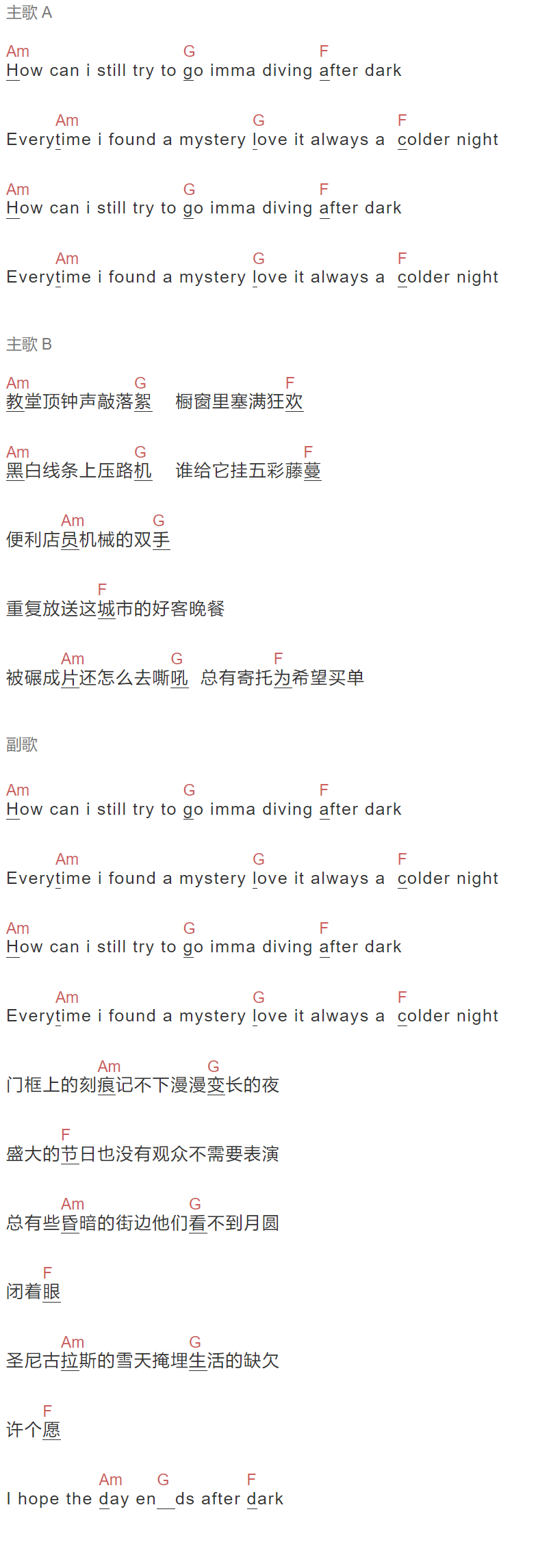 刘思鉴《圣尼古拉斯的雪天》吉他谱C调和弦谱(txt)1