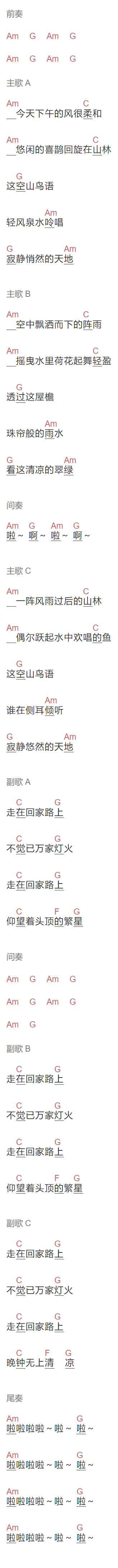 许巍《喝茶去》吉他谱C调和弦谱(txt)1