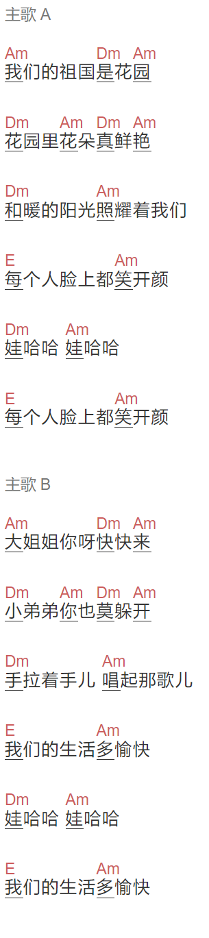 儿歌《哇哈哈》吉他谱C调和弦谱(txt)1