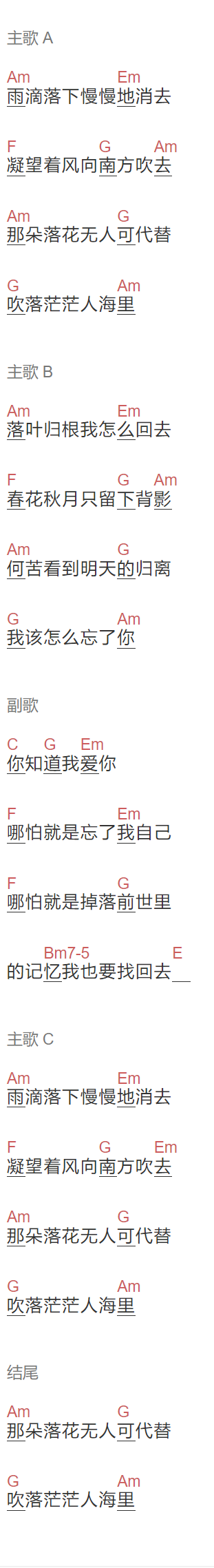 《你知道我爱你》吉他谱C调和弦谱(txt)1