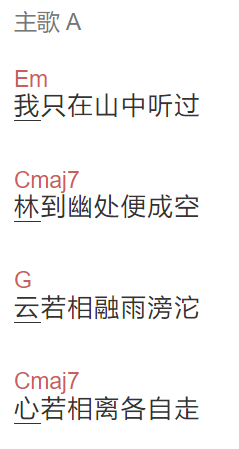 周公《云泥》吉他谱C调和弦谱(txt)1