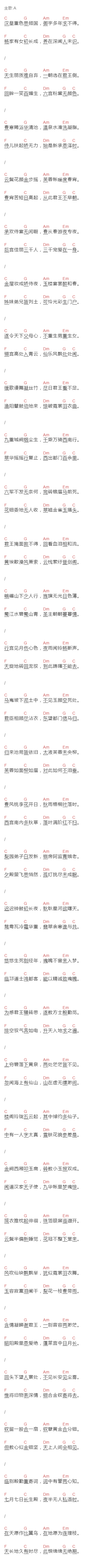 致敬大唐盛世,致敬王之炀爷爷《长恨歌》吉他谱C调和弦谱(txt)1