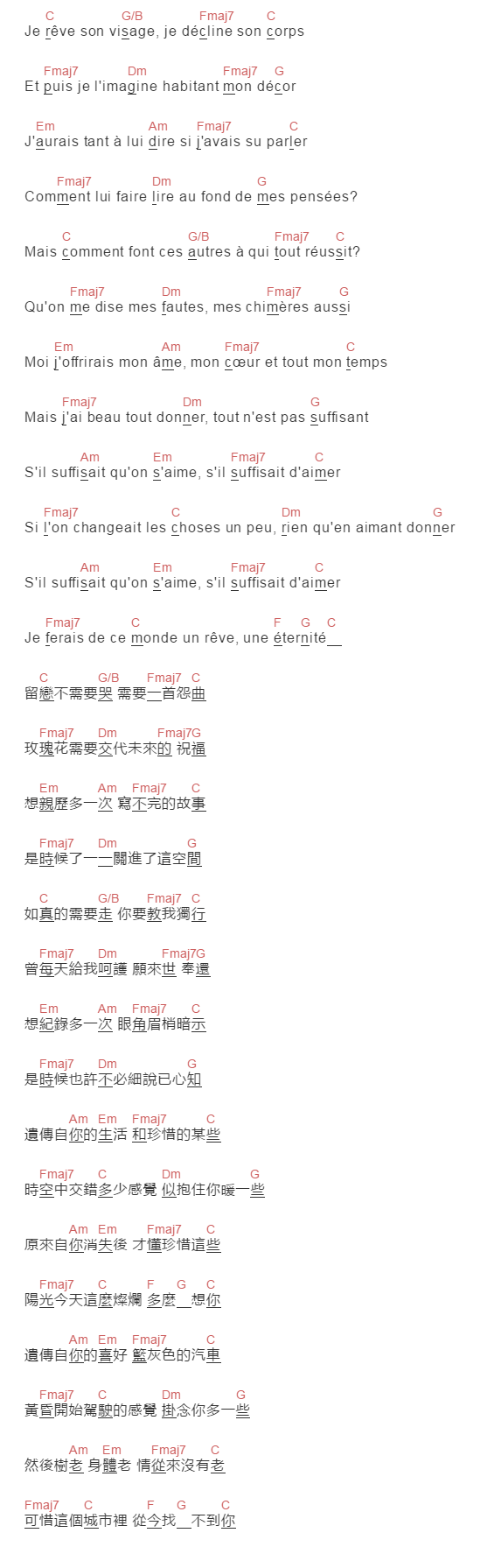 Céline Dion,容祖兒《这分钟更爱你》吉他谱C调和弦谱(txt)1