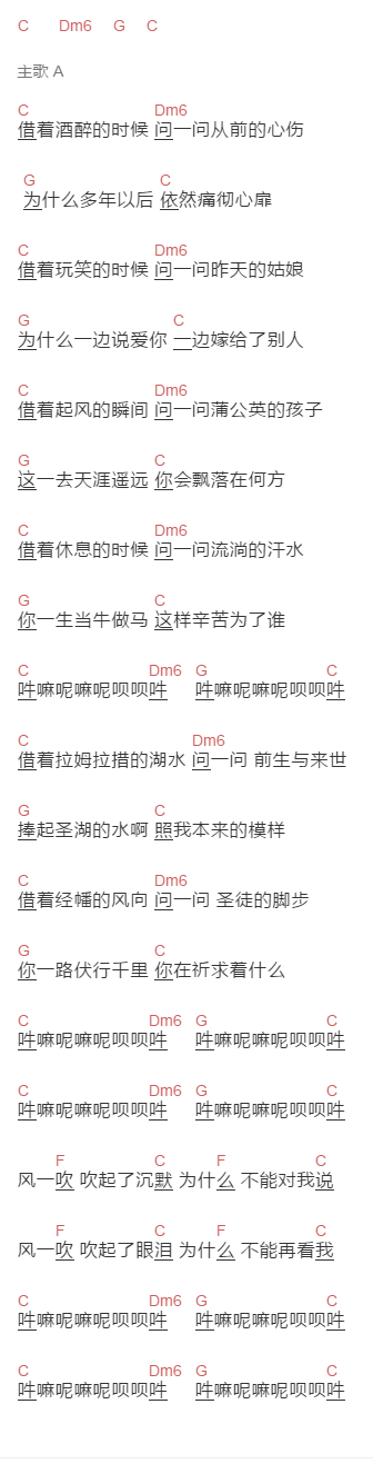 靳松《起风的瞬间》吉他谱C调和弦谱(txt)1