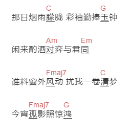 鞠婧祎《莫离》吉他谱C调和弦谱(txt)1