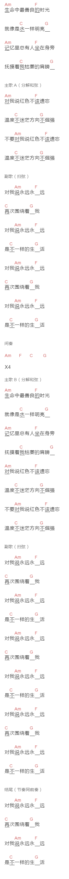 丢火车乐队《茶底世界》吉他谱C调和弦谱(txt)1