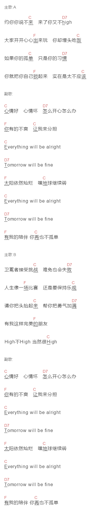五月天《终结孤单》吉他谱C调和弦谱(txt)1