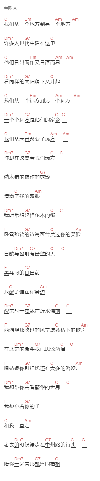 《纳木错的夜》吉他谱C调和弦谱(txt)1