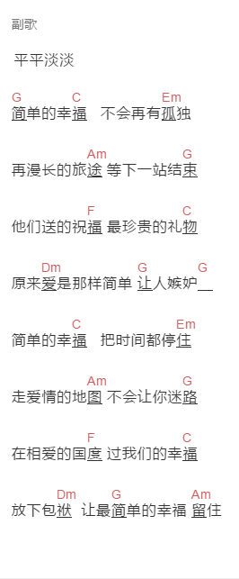罗聪《简单的幸福》吉他谱C调和弦谱(txt)1
