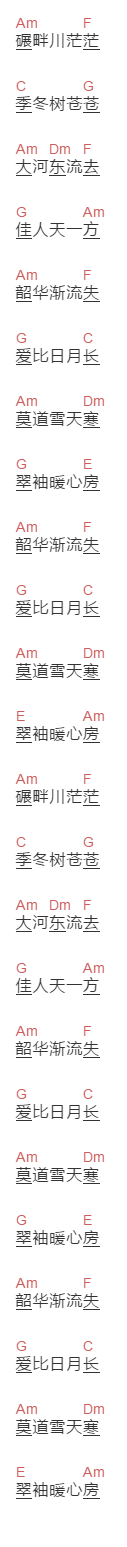 宋宁峰《爱比日月长》吉他谱C调和弦谱(txt)1