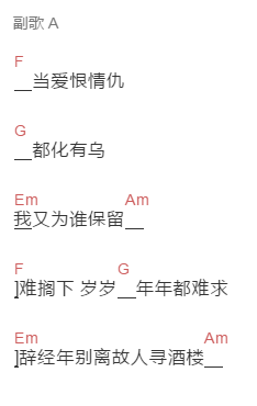 尘ah《烟雨入红尘》吉他谱C调和弦谱(txt)1