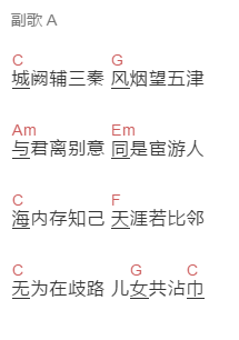 等什么君《海内存知己》吉他谱C调和弦谱(txt)1