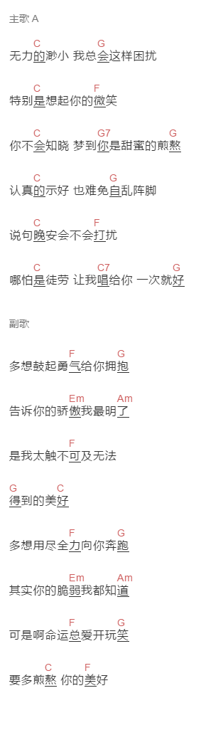 颜人中《总有一天你会知道》吉他谱C调和弦谱(txt)1