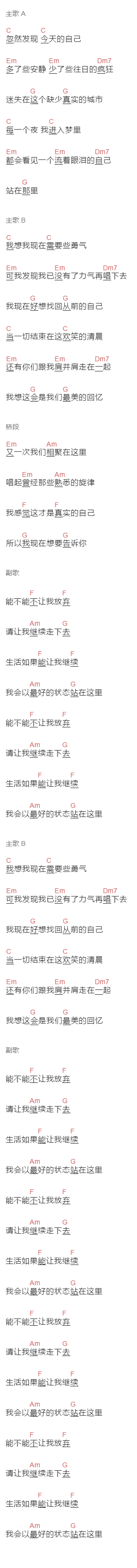 岛屿心情《当一切结束时》吉他谱C调和弦谱(txt)1