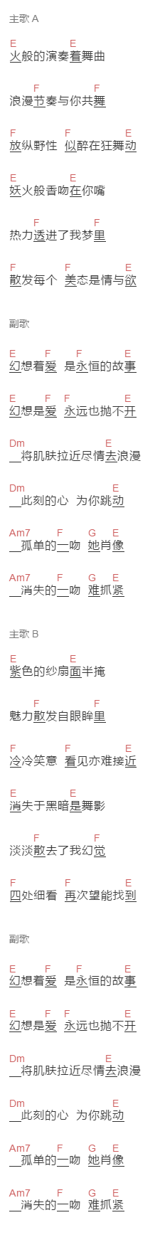 Beyond《孤单一吻》吉他谱C调和弦谱(txt)1