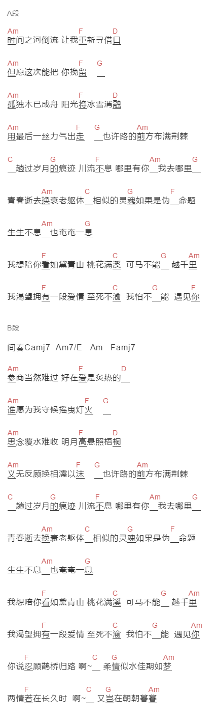 代鑫《妄越》吉他谱C调和弦谱(txt)1