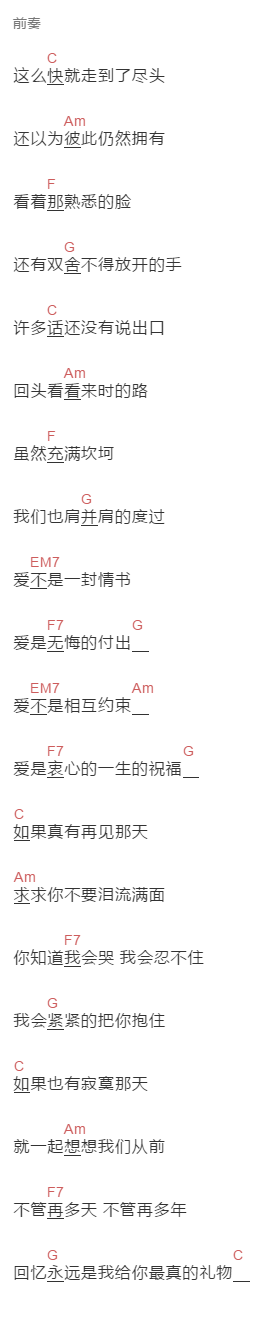 徐靖博《分手那天》吉他谱C调和弦谱(txt)1
