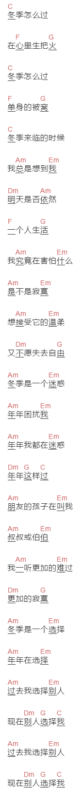 郑智化《冬季》吉他谱C调和弦谱(txt)1