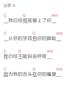 赵雷《不能自主》吉他谱C调和弦谱(txt)1