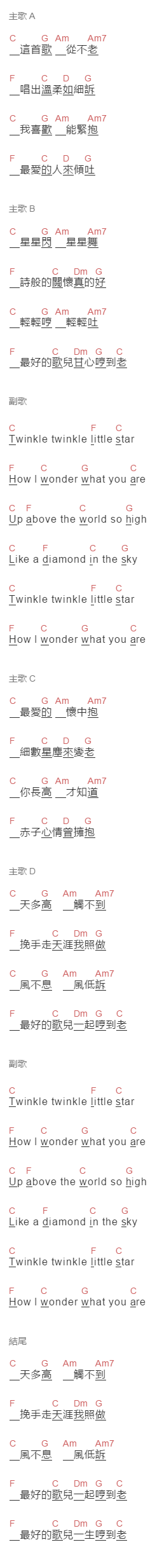 郭富城《不老的情歌》吉他谱C调和弦谱(txt)1