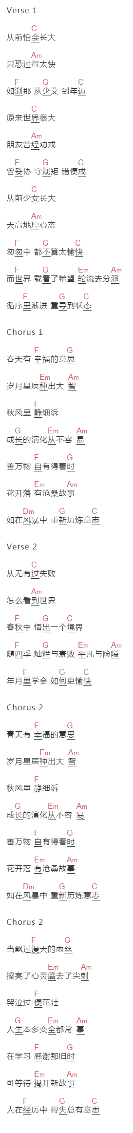 阿mi《万物有时》吉他谱C调和弦谱(txt)1
