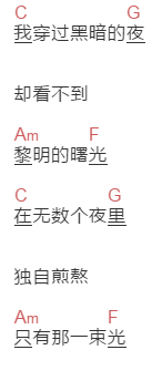 孤矢,虞娱《月亮之矢》吉他谱C调和弦谱(txt)1