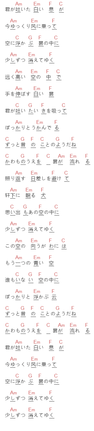 鈴木常吉《思ひで》吉他谱C调和弦谱(txt)1