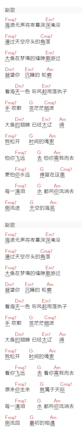 周深《大鱼海棠》吉他谱C调和弦谱(txt)1