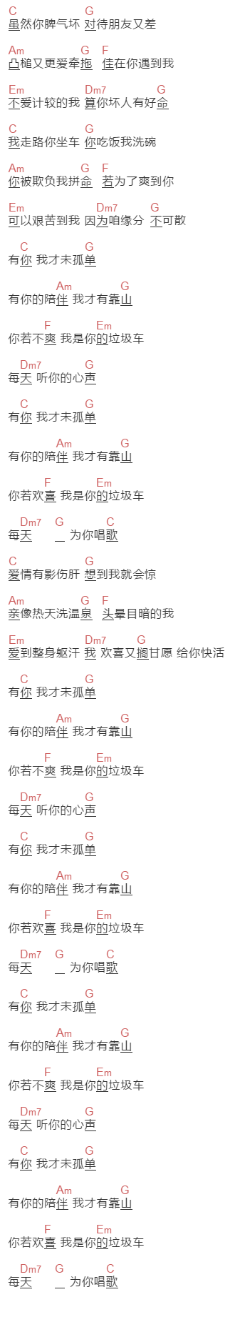 阿信（五月天）《垃圾车》吉他谱C调和弦谱(txt)1
