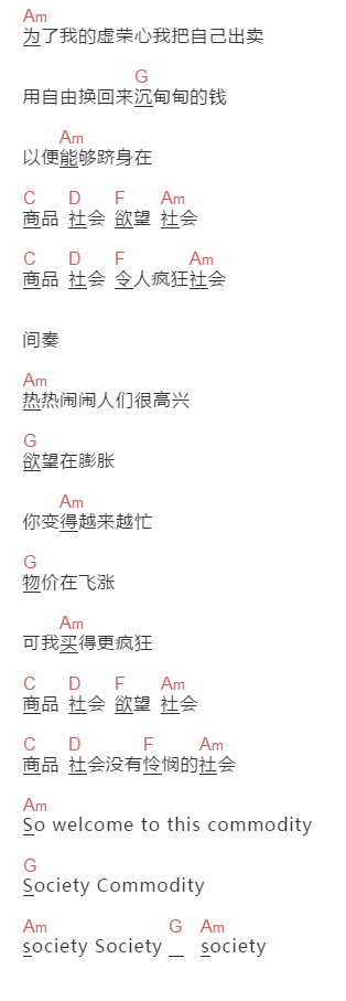 郑钧《商品社会》吉他谱C调和弦谱(txt)1