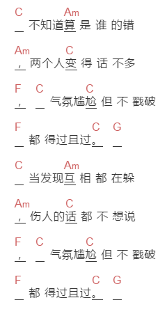 徐真真《冷战》吉他谱C调和弦谱(txt)1