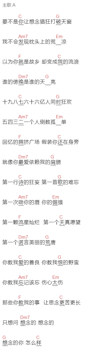 品冠《那些女孩教我的事》吉他谱C调和弦谱(txt)1