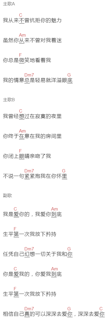 王菲《矜持》吉他谱C调和弦谱(txt)1