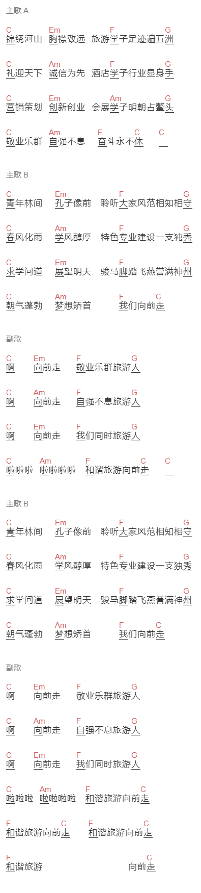 未知歌手《游走》吉他谱C调和弦谱(txt)1