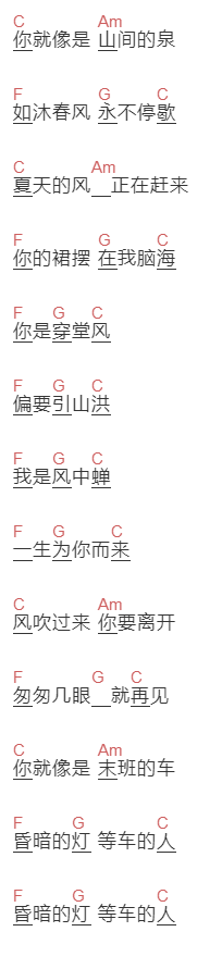 蘇山海《小夏》吉他谱C调和弦谱(txt)1