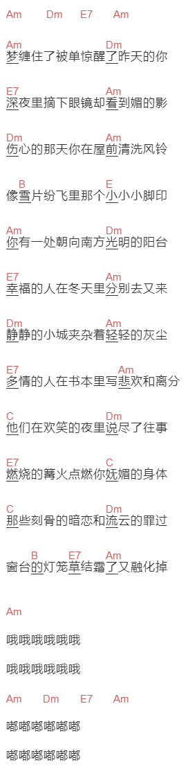 暗杠《吐鲁番女孩》吉他谱C调和弦谱(txt)1