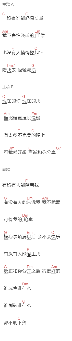 徐秉龙《卫星》吉他谱C调和弦谱(txt)1