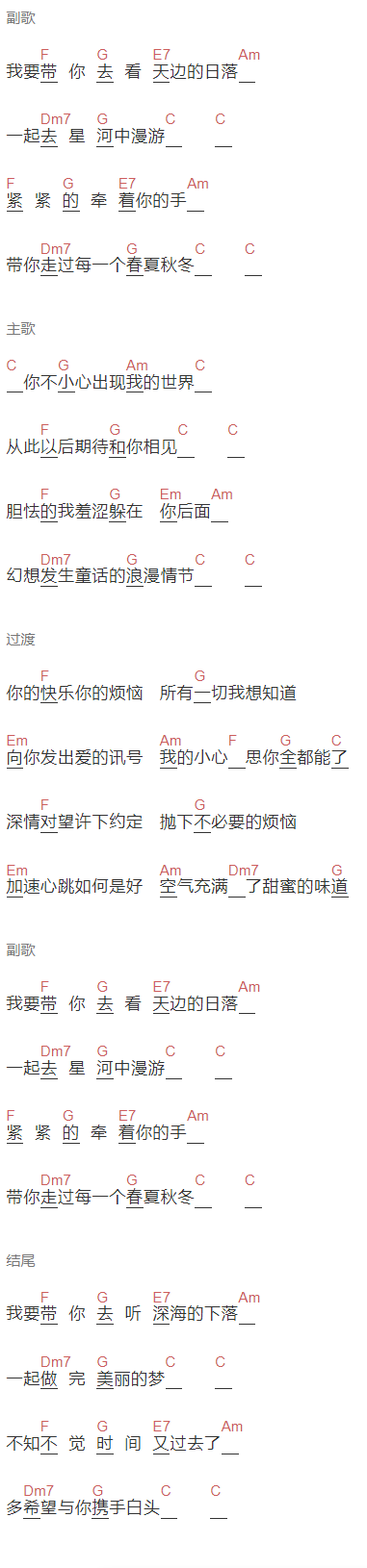 蓝心羽《贩卖日落》吉他谱C调和弦谱(txt)1