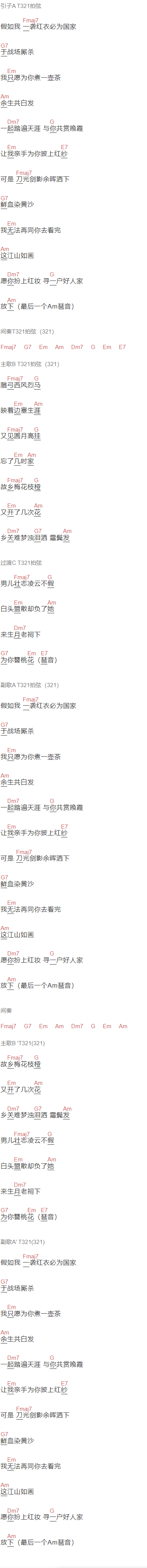 等什么君(邓寓君）《误红妆》吉他谱C调和弦谱(txt)1