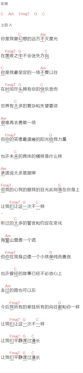 房东的猫《简情歌》吉他谱C调和弦谱(txt)1