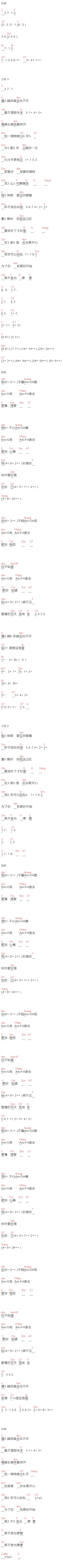 周华健《浓情化不开》吉他谱C调和弦谱(txt)1