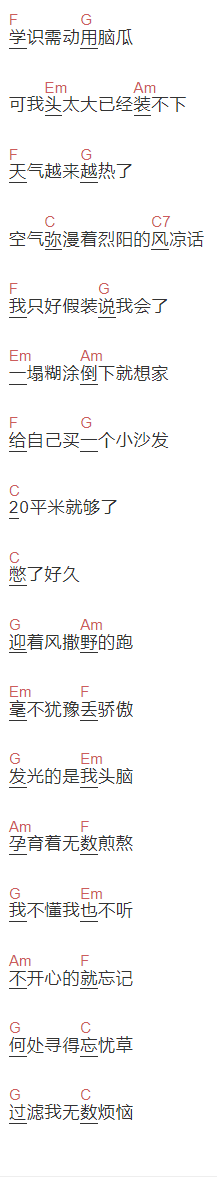  要不要买菜《楼下风往哪吹》吉他谱C调和弦谱(txt)1