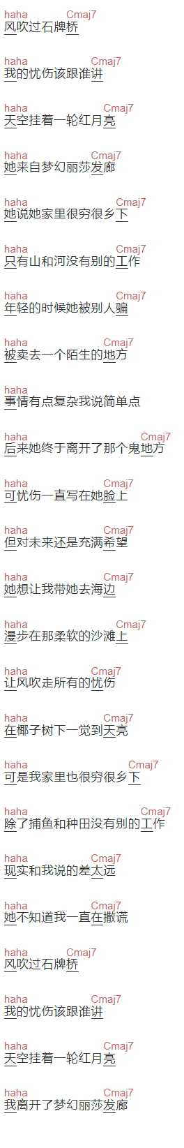 五条人《梦幻丽莎发廊》吉他谱C调和弦谱(txt)1