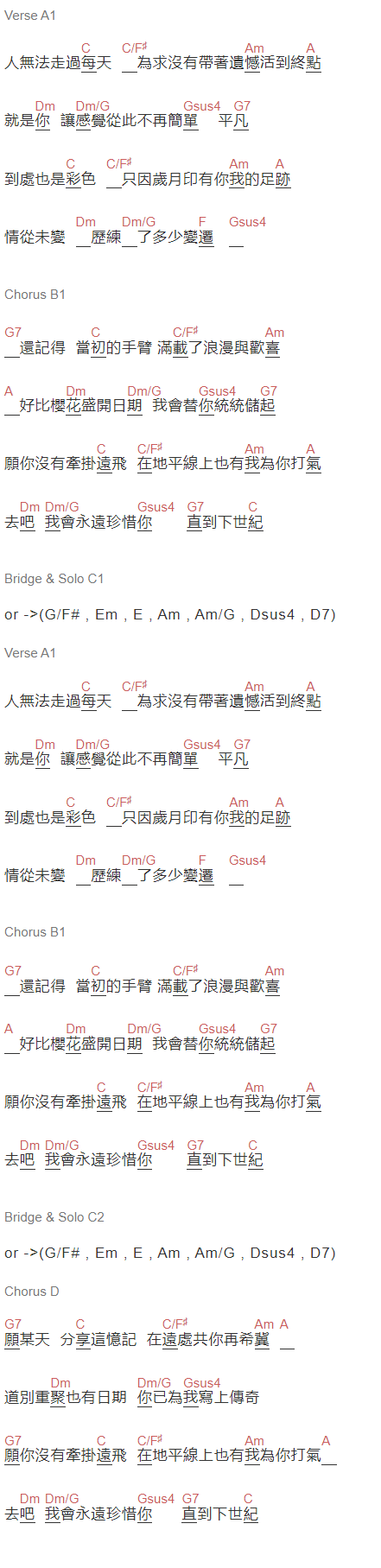 Supper Moment《最后晚餐》吉他谱C调和弦谱(txt)1