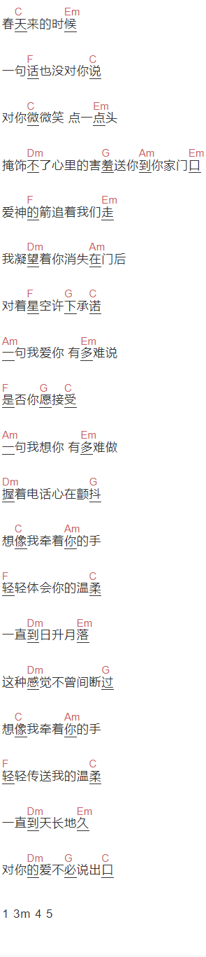 林志颖《想你的时候》吉他谱C调和弦谱(txt)1