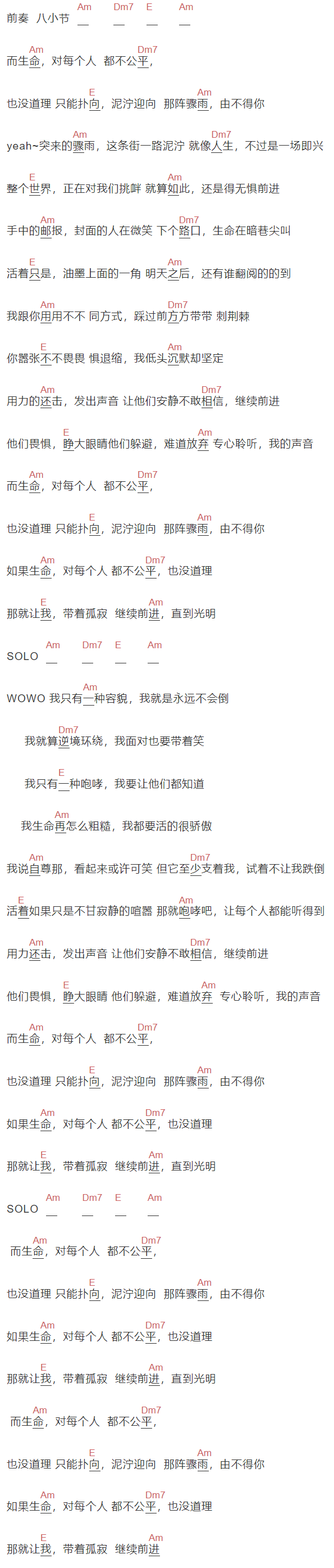 JAY《逆鳞》吉他谱C调和弦谱(txt)1