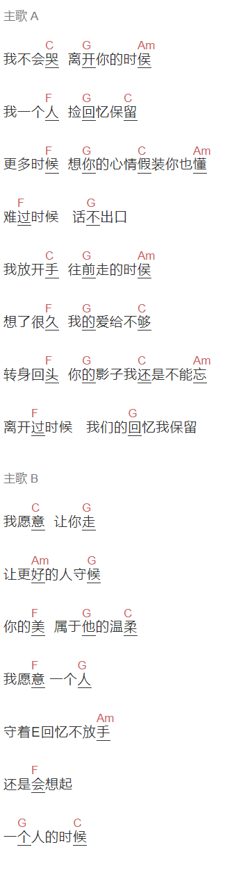 猫《时候》吉他谱C调和弦谱(txt)1