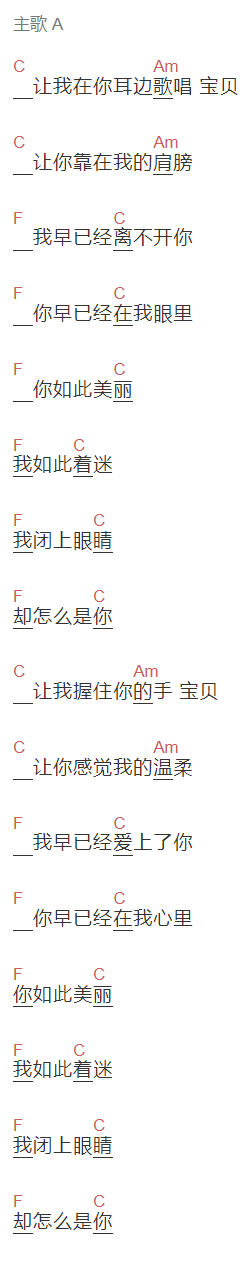 蘇山海《早已经》吉他谱C调和弦谱(txt)1