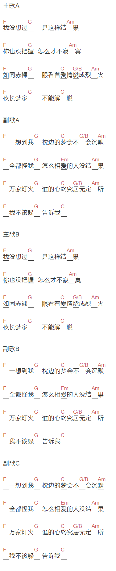 Todd Li《帕西诺的独白》吉他谱C调和弦谱(txt)1